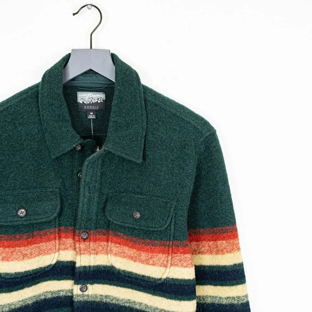 NWT J.Crew Nordic Wool Southwestern Aztec Blanket Shirt Jacket in Green